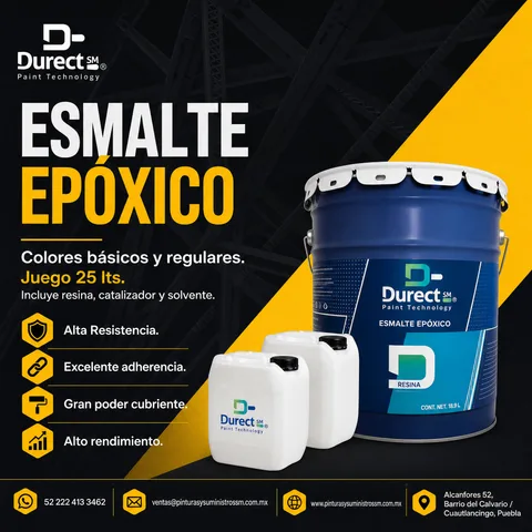 Kit de Esmalte Epóxico Durect SM con resina y catalizador, juego de 25 litros.
