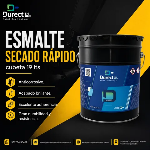 Cubeta de 19 litros de Esmalte de Secado Rápido Durect SM.