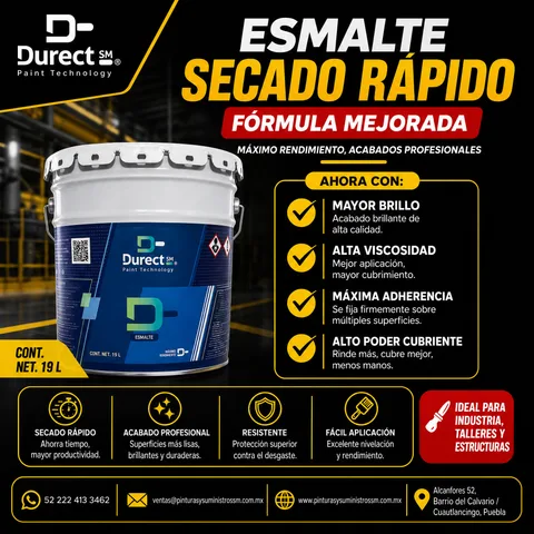 Cubeta de 19 litros de Esmalte de Secado Rápido fórmula mejorada Durect SM.