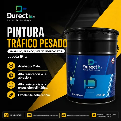 Cubeta de 19 litros de Pintura para Tráfico Pesado Durect SM, color azul.