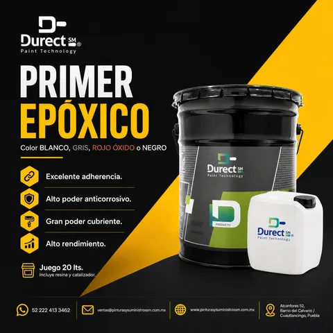 Kit de Primer Epóxico Durect SM con resina y catalizador, juego de 20 litros.