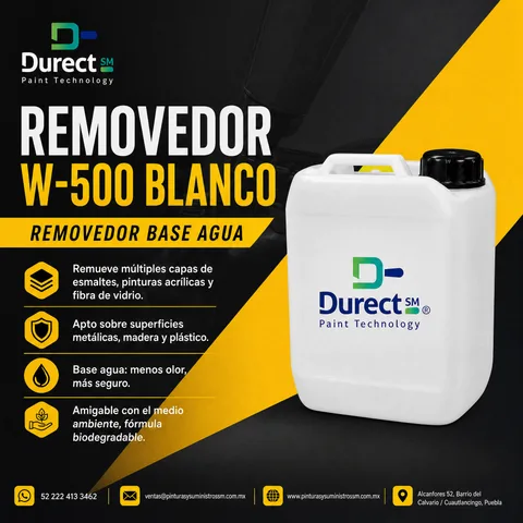 Garrafa de Removedor W-500 Blanco Durect SM, removedor de pintura base agua.